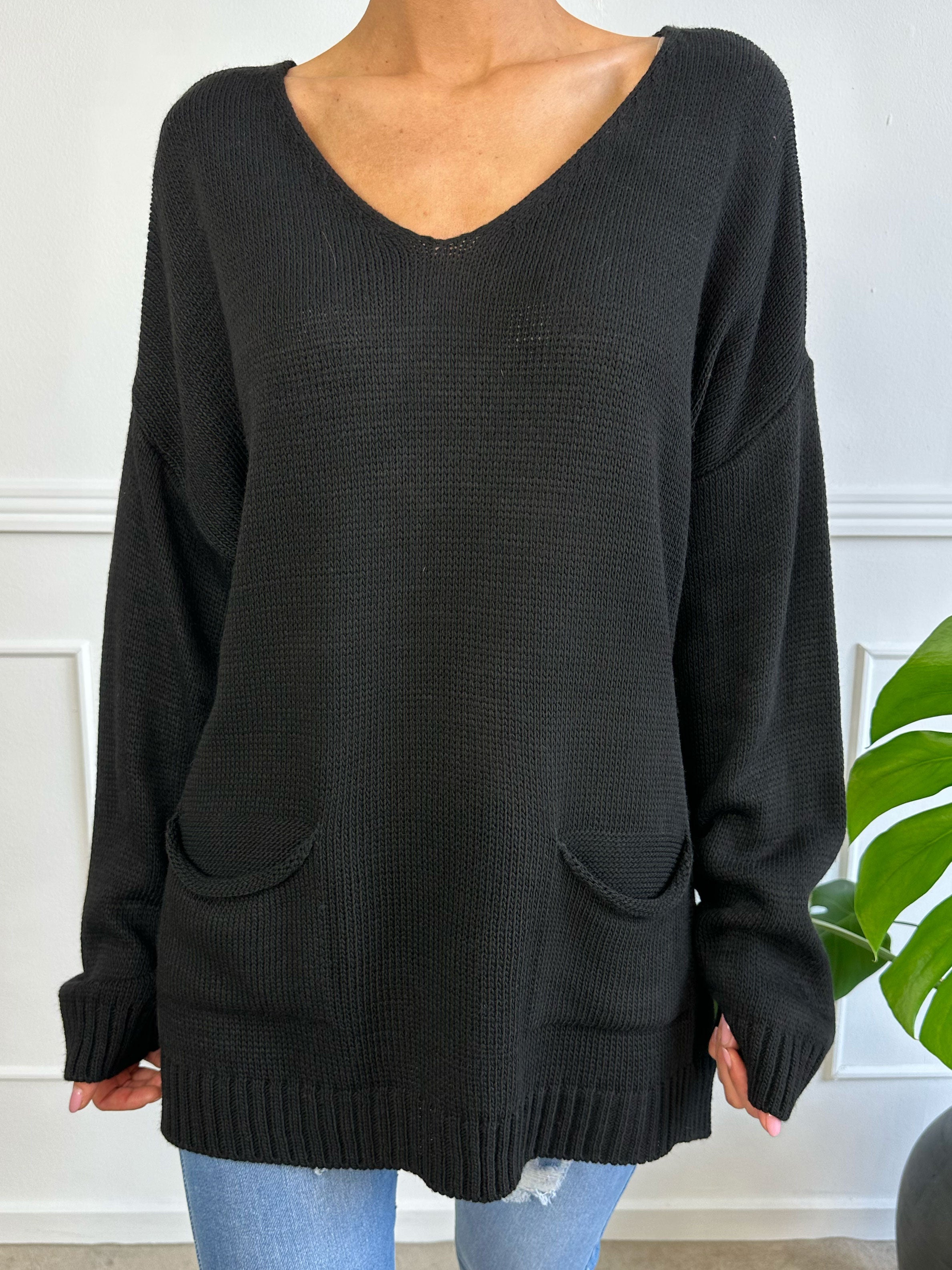 Shaima - Simpel oversized tröja med fickor